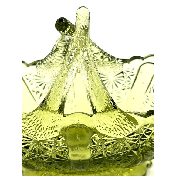 Fenton Art Glass Colonial Green Glass Basket American Classic Twig Handle EUC - Picture 7 of 16
